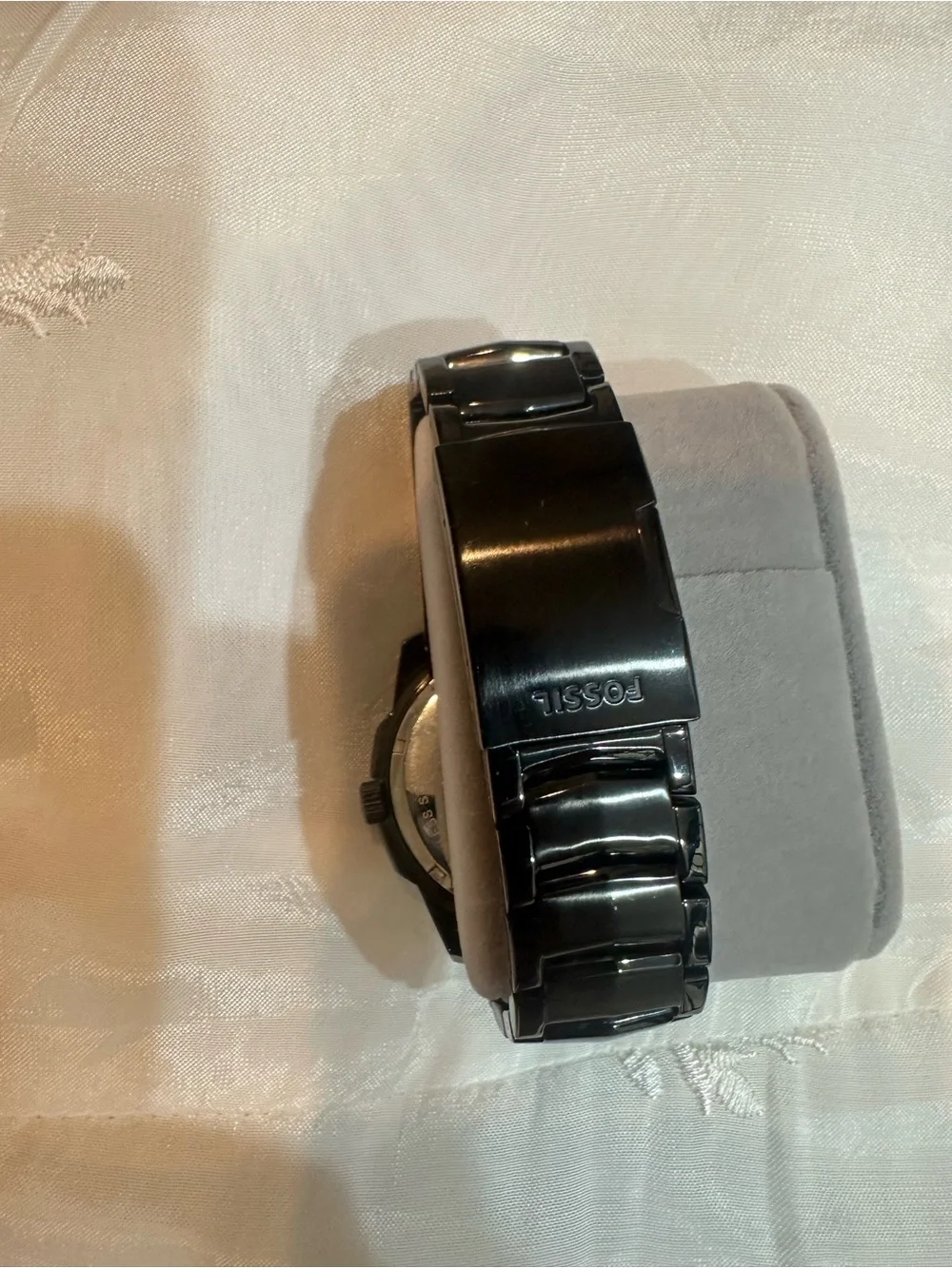 Fossil Black Men's Ceramic-Look Watch with Crystal Markers